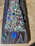 Load image into Gallery viewer, Coastal Crushed Glass Tree on Purple Shou Sugi Ban Wood (16" x 5.5")