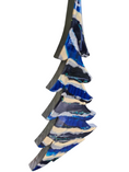 Charger l'image dans la visionneuse de la galerie, Contemporary Resin Tree – Cobalt Indigo & Silver Stripe Garland Accent