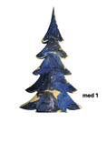 Load image into Gallery viewer, Rich Indigo Blue and Gold Handmade Resin and Wood Christmas Trees