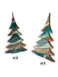 Charger l'image dans la visionneuse de la galerie, Deep Emerald Green & Copper Resin Wood Christmas Trees | 3D Tabletop Holiday Centerpiece | Emerald Copper and Geode Mantel Decor