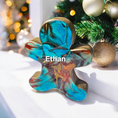 Load image into Gallery viewer, Chunky Wood with Resin Handmade Gingerbread Men Pair Red Blue Christmas Tabletop Decorations