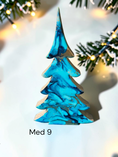 Load image into Gallery viewer, Handmade Light Blue, Navy & Gold Resin Wood Trees | Coastal Contemporary Tabletop Decor