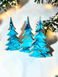 Load image into Gallery viewer, Handmade Light Blue, Navy & Gold Resin Wood Trees | Coastal Contemporary Tabletop Decor