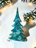 Load image into Gallery viewer, Handmade Teal and Gold Christmas Trees with Branches Holiday Shelf Sitter 3 Sizes