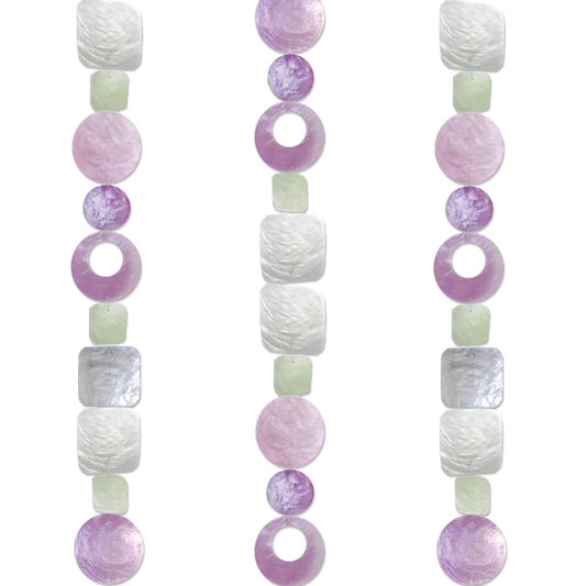 Lilac 72 Inch Pink Capiz Shell Strands for Indoor/Outdoor Wall Decor - Eco-Friendly Chimes