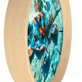 Load image into Gallery viewer, Stylish wall clock with a vibrant sea turtle print, featuring handmade resin on wood, ideal for ocean lovers.
