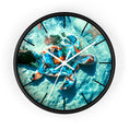 Load image into Gallery viewer, Stylish round wall clock showcasing a beautiful sea turtle design, crafted with handmade resin on wood, perfect for beach-themed interiors.