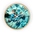Load image into Gallery viewer, Charming round wall clock with a tropical sea turtle motif, designed with handmade resin on wood for a unique touch.