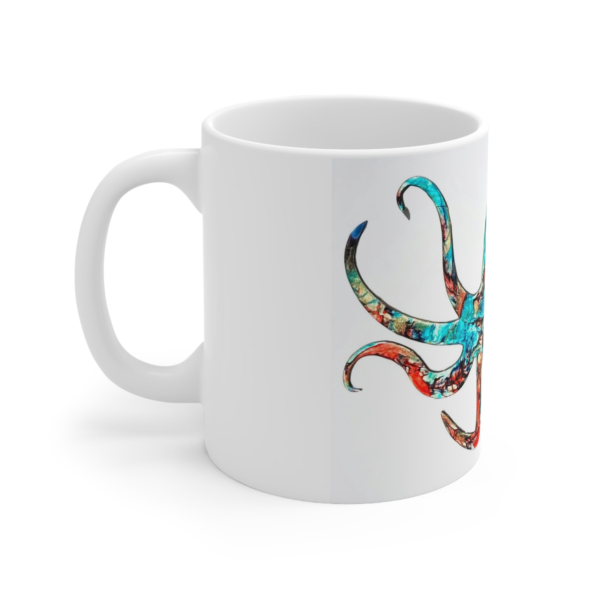 Colorful Handmade Octopus Art Printed White Ceramic Mug 11oz DW safe