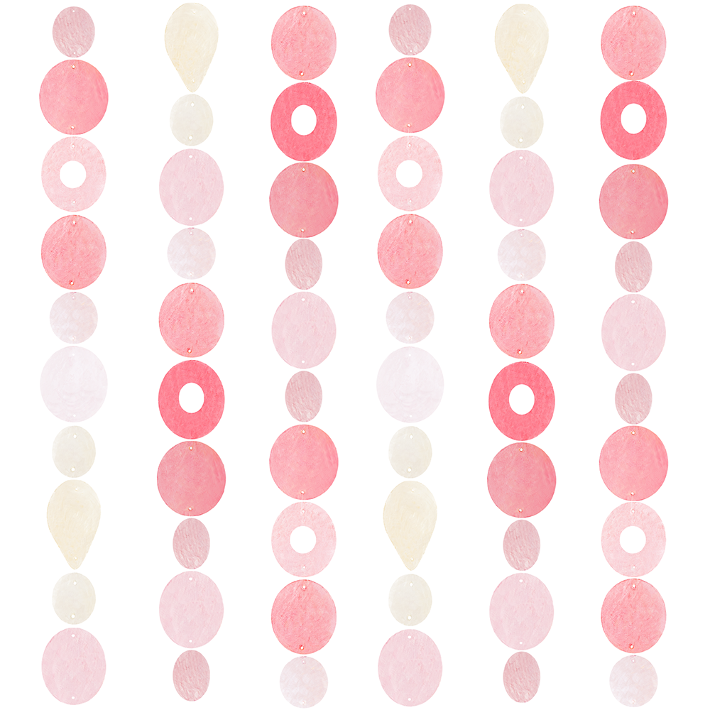 Pretty in Pink Capiz Shell Wind Chime Doorway Strands 72 Inches