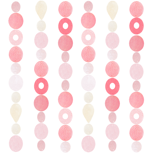 Pretty in Pink Capiz Shell Wind Chime Doorway Strands 72 Inches