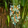 Load image into Gallery viewer, Tropical Flower Arch Capiz Shell Wind Chimes - Garden Decor with Apricot, Green & Blue Tones
