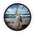 Load image into Gallery viewer, Stylish wall clock displaying a serene heron image, designed with handmade resin on wood to enhance any interior decor.