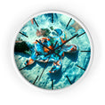 Load image into Gallery viewer, Tropical sea turtle wall clock featuring handmade resin art on wood frame, available in three colors.