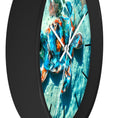 Load image into Gallery viewer, Unique wall clock displaying a stunning sea turtle in tropical waters, designed with handmade resin on wood, ideal for coastal home decoration.