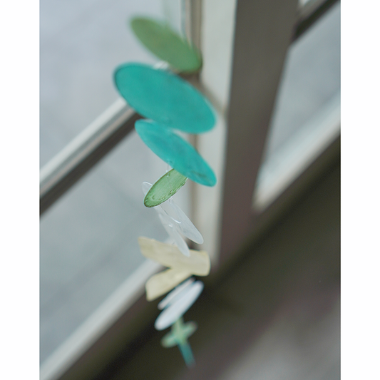 Spring Meadow Soft Pastel Color Capiz Shell Strand Wind Chimes 72 Inches