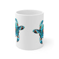 Load image into Gallery viewer, Teal Blues and Orange Sea Turtle Art Printed White Ceramic Mug 11oz DW safe