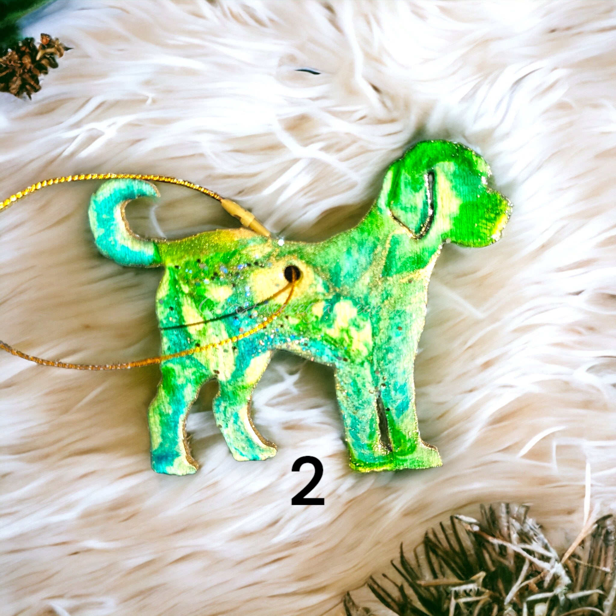 Goldendoodle Dog Resin Handmade Christmas Ornaments