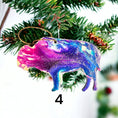 Charger l'image dans la visionneuse de la galerie, Artistic view of buffalo bison ornament made from handmade resin on wood, designed to celebrate nature.