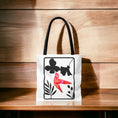 Load image into Gallery viewer, Pink and Orange Hummingbird with Modern Black Flowers Tote Bag 2 sizes