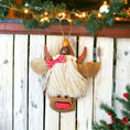 Charger l'image dans la visionneuse de la galerie, Scottish Girl Cow Barnyard Animal with Polka Dot Hair Bow and Lipstick Wooden Ornaments