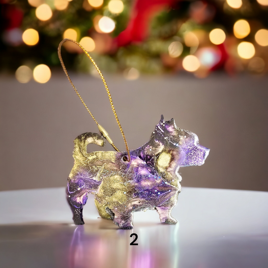 West Highland Terrier Westie Resin and Wood Christmas Ornaments