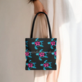 Load image into Gallery viewer, Original Art Print Polynesian Blue Turtle With Pink Flowers All Over Print Custom Tote Bags 3 Sizes