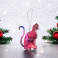 Charger l'image dans la visionneuse de la galerie, Close-up of a handcrafted kitty cat ornament showcasing handmade resin on wood design, adorned with metallic highlights, ideal for festive celebrations.