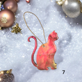 Charger l'image dans la visionneuse de la galerie, Unique kitty cat ornament handcrafted from resin on wood, highlighting its colorful and glittery finish, a charming addition to your Christmas tree.