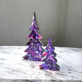 Load image into Gallery viewer, Resin and Chunky Wood Contemporary Mantel Christmas Trees with Branches Holiday Decoration Purple Sparkle Lg or Sm