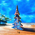 Charger l'image dans la visionneuse de la galerie, Handcrafted Chunky Wood And Resin Tabletop Christmas Trees, Blue Sparkle, 2 Sizes, Art Decor