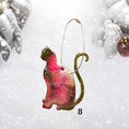 Charger l'image dans la visionneuse de la galerie, Handmade resin on wood ornament in the shape of a kitty cat, featuring a playful design and bright colors, perfect for adding a whimsical touch to holiday decorations.