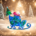 Charger l'image dans la visionneuse de la galerie, Santa in Sleigh with Christmas Tree Contemporary Handmade Wall Christmas Decoration Blues Greens
