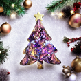 Charger l'image dans la visionneuse de la galerie, Sparkly Christmas Tree With Star Wall Decor Turquoise or Purple Handmade
