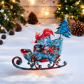 Charger l'image dans la visionneuse de la galerie, Santa in Sleigh with Christmas Tree Contemporary Handmade Wall Christmas Decoration Blue and Red