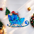 Charger l'image dans la visionneuse de la galerie, Santa in Sleigh with Christmas Tree Contemporary Handmade Wall Christmas Decoration Blues Greens