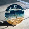 Load image into Gallery viewer, Handmade 19.5'' Beach Ocean Waves Wall Clock - Teal with Real Sand & Seashells