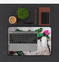 Load image into Gallery viewer, Green Dragonfly with Pink Roses Desk Mat 2 Sizes