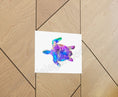 Load image into Gallery viewer, Handmade Blue and Purple Tropical Sea Turtle Wall Print