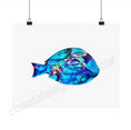 Load image into Gallery viewer, Framed Blue Tang Tropical Fish Wall Art Print displayed on a white background, featuring vibrant blue hues. An ideal decorative piece for aquatic-themed interiors.