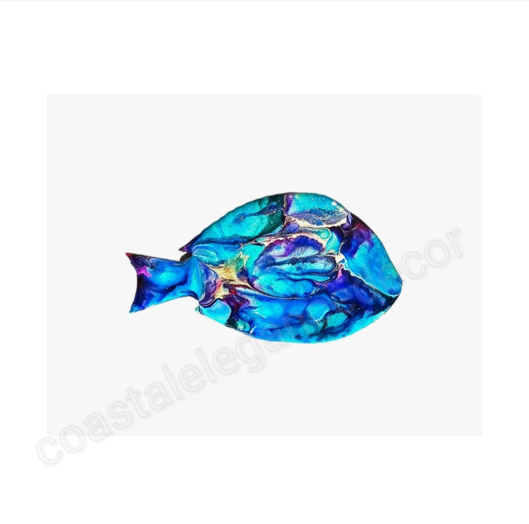 Blue Tang Tropical Fish Wall Art Print on Premium Matte Paper, highlighting an elegant fish illustration with vivid hues, suitable for modern home decor.
