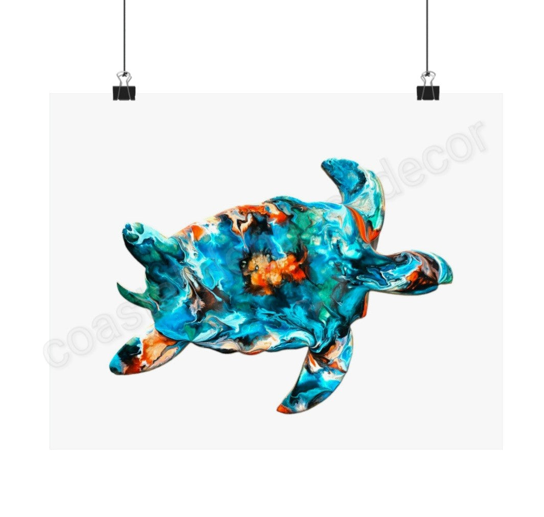 Gorgeous Handmade Tropical Sea Turtle Wall Print