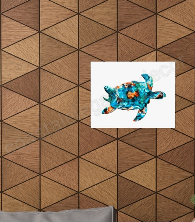 Gorgeous Handmade Tropical Sea Turtle Wall Print