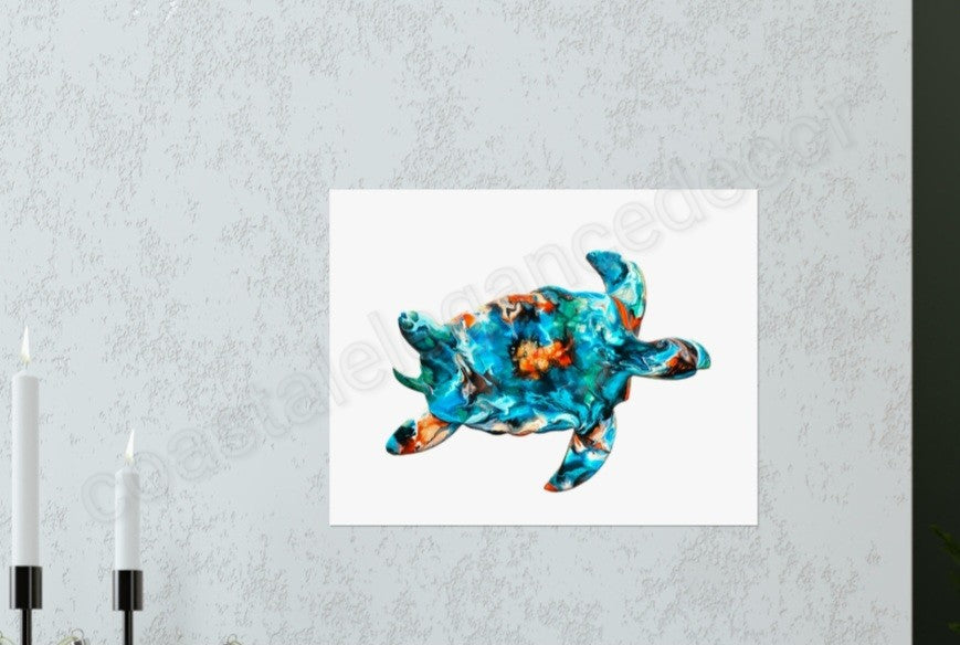 Gorgeous Handmade Tropical Sea Turtle Wall Print
