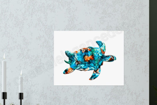 Gorgeous Handmade Tropical Sea Turtle Wall Print