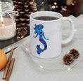 Load image into Gallery viewer, Handmade Blue and Pink Mermaid Art Printed White Ceramic Mug 11oz DW safe