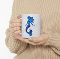 Load image into Gallery viewer, Handmade Blue and Pink Mermaid Art Printed White Ceramic Mug 11oz DW safe