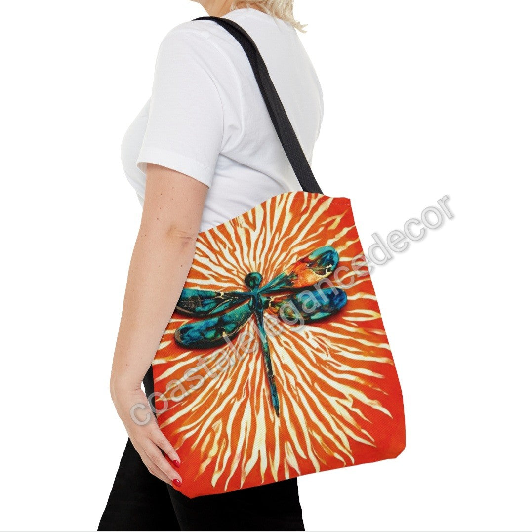 Original Art Dragonfly with Sunburst Tote Bag Printed 2 sizes