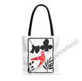 Load image into Gallery viewer, Pink and Orange Hummingbird with Modern Black Flowers Tote Bag 2 sizes