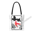 Load image into Gallery viewer, Pink and Orange Hummingbird with Modern Black Flowers Tote Bag 2 sizes